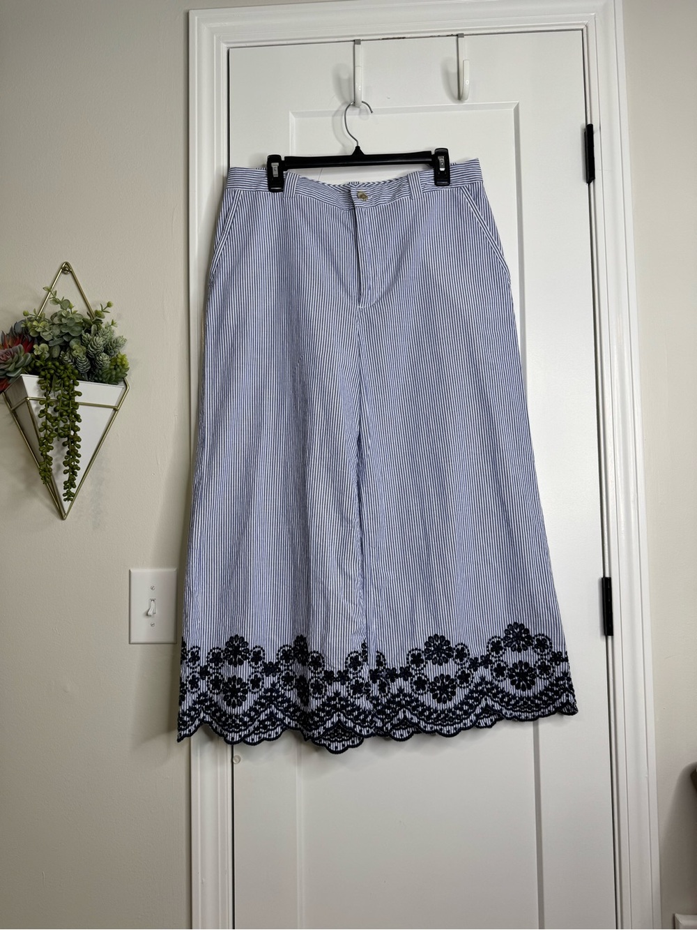 ZARA Striped Pants with Embroidery